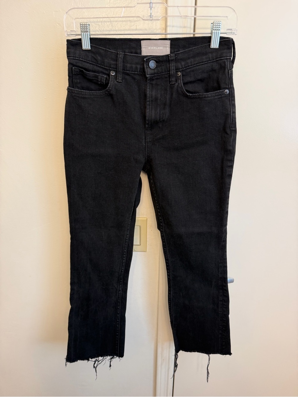 Everlane Black Raw-Hem Denim Jeans 98% Cotton Women’s Size 26